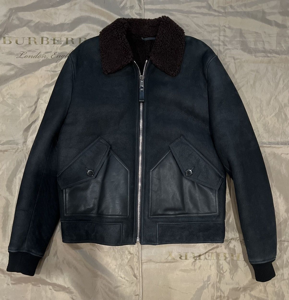 Reiss Shearling Bomber Jacket size L